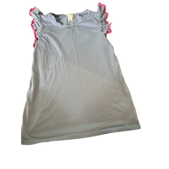 Crewcuts Factory Light Blue Sleeveless Top with Pink Trim, Size 14 - Picture 3 of 4